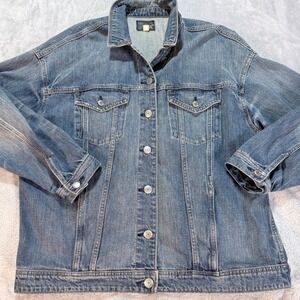 American Eagle Outfitters Denim‎ Jacket Blue XL Classic Trucker Style Y2K